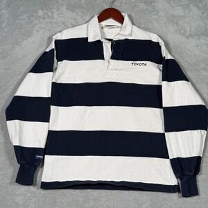 Barbarian Rugby Shirt Mens Small Blue White Stripe Toyota Long Sleeve Cotton